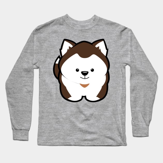 Husky Puppy Drk Brown Long Sleeve T-Shirt by Spikeani